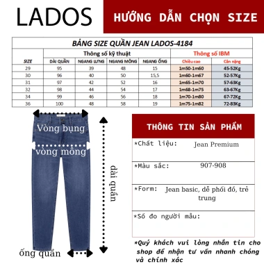 Quần Jean Nam Slim Fit LADOS-24.184 Siêu Nhẹ Co Giãn 4 Chiều Form Công Sở 381k 2