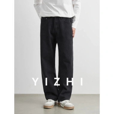 Quần Jean Nam YIZHI Ống Rộng Đen Wash 2.025 - Form Loose Fit Hàn Quốc, 835.000₫