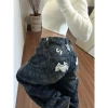 Quần Jean Nữ Ống Rộng Wash Caro Đính Patch Chữ Kim Loại – Streetwear Y2K Giá 315k 5