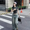 Quần Jean Nữ Ống Siêu Rộng Cạp Cao Hàn Quốc - Tôn Dáng, Denim Bò Mềm, Đầy Đủ Size, Giá 104.500 VND
