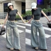 Quần Jean Nữ Ống Siêu Rộng Cạp Cao Hàn Quốc - Tôn Dáng, Denim Bò Mềm, Đầy Đủ Size, Giá 104.500 VND 5