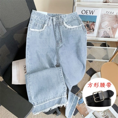 Quần Jean Nữ Thu Đông Nẹp Thẳng Ôm Hơn, Frayed Trọng, Giá ưu đãi 412.992 VND 10