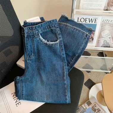 Quần Jean Nữ Thu Đông Nẹp Thẳng Ôm Hơn, Frayed Trọng, Giá ưu đãi 412.992 VND 16