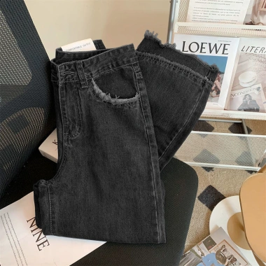 Quần Jean Nữ Thu Đông Nẹp Thẳng Ôm Hơn, Frayed Trọng, Giá ưu đãi 412.992 VND 17