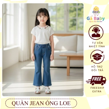 Quần Jean Ống Loe Bé Gái Mềm Mại, Phong Cách Năng Động, Giá 192k Giảm Đặc Biệt