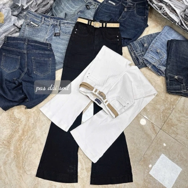 Quần jean ống loe nữ lưng cao, chất denim, túi viền kiểu mới siêu xinh - 229k