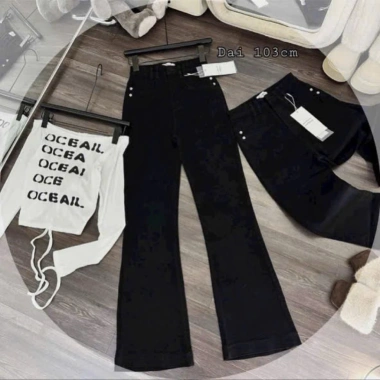 Quần jean ống loe nữ lưng cao, chất denim, túi viền kiểu mới siêu xinh - 229k 4