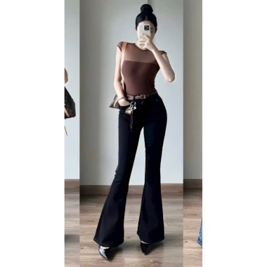 Quần jean ống loe nữ lưng cao, chất denim, túi viền kiểu mới siêu xinh - 229k 5