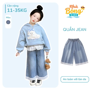 Quần jean ống rộng bé gái, chất mềm, tôn dáng, chỉ 199.000 VND giảm từ 248.750 VND