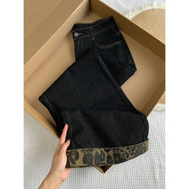 Quần jean ống rộng đen eo cao Mỹ, dài thẳng cho nữ mùa thu - 317,960₫