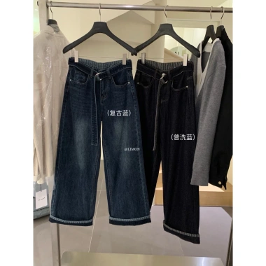 Quần jean ống suông The Limon Qccc và đai jean caro Giá chỉ 415.000 VND 6