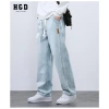 Quần jean suông nam ống rộng cạp chun lưng cao denim dày dặn - Giá chỉ 189k | H&D 9