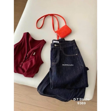 Quần Jean Suông QC Nữ Bacsic Xanh Than - Giá 499.000, giảm 130.000, thoải mái, thời trang 5