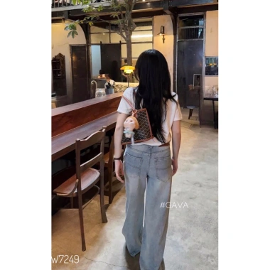 Quần jean suông xanh loang QJSXLL - Giá 510k, chất dày, dáng chuẩn, trẻ trung