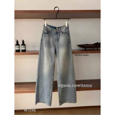 Quần jean suông xanh loang QJSXLL - Giá 510k, chất dày, dáng chuẩn, trẻ trung
