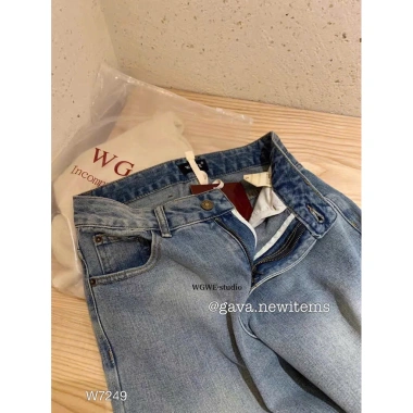 Quần jean suông xanh loang QJSXLL - Giá 510k, chất dày, dáng chuẩn, trẻ trung