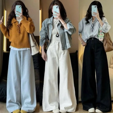 Quần Jean Trắng Nữ Cạp Cao Ống Suông Rộng – Vải mềm, Tôn dáng, Size đầy đủ, Giá 109.000đ