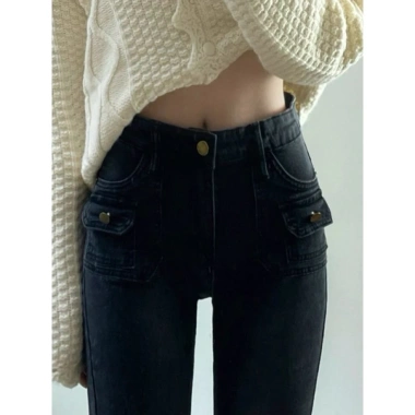 Quần jean túi hộp ống loe cạp cao thời trang nữ - Giá chỉ 240k, giảm tới 22% 9