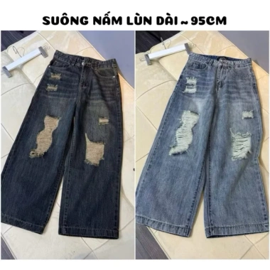 Quần jean xuông nấm khoá chước, chun sau dài 92-96cm - Giá sỉ 180k, giảm còn 144k