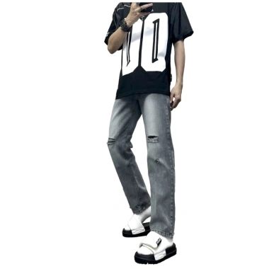 Quần Jeans Baggy Nam Ống Rộng Cạp Cao Xanh Retro Chất Vải Dày Dặn Hot Trend 3
