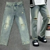 Quần Jeans Baggy Nam Ống Rộng Cạp Cao Xanh Retro Chất Vải Dày Dặn Hot Trend 4