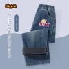 Quần Jeans Bé Gái HKAM Denim Lông Cừu Mùa Đông Ấm Áp, In Hoa - Giá 320.000