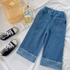 Quần Jeans Bé Gái Ống Suông Lưng Thun Gấu Xắn Tua Nhẹ Vải Bò Mềm Mịn - Giá 199k 5