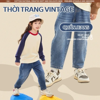 Quần jeans bé trai HKAM - Legging trẻ em chống mài mòn, thoải mái, màu trơn, 210k 2