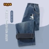 Quần Jeans Bé Trai Lông Cừu Denim Giữ Ấm Thoải Mái In Hình Người Không Gian