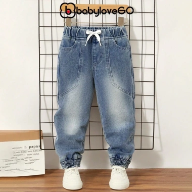 Quần jeans bò BabyloveGO cho bé trai, jogger chun gấu Hàn Quốc, giá ưu đãi 179k 7