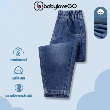 Quần jeans bò BabyloveGO cho bé trai, jogger chun gấu Hàn Quốc, giá ưu đãi 179k 10