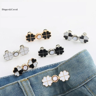 Quần Jeans Bốn Lá Cỏ Kim Loại - Nút Chụp Tháo Rời, Kẹp Thắt Lưng DIY, Diaper và CORED Thời Trang