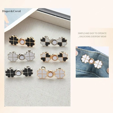 Quần Jeans Bốn Lá Cỏ Kim Loại - Nút Chụp Tháo Rời, Kẹp Thắt Lưng DIY, Diaper và CORED Thời Trang