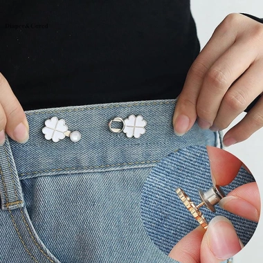 Quần Jeans Bốn Lá Cỏ Kim Loại - Nút Chụp Tháo Rời, Kẹp Thắt Lưng DIY, Diaper và CORED Thời Trang