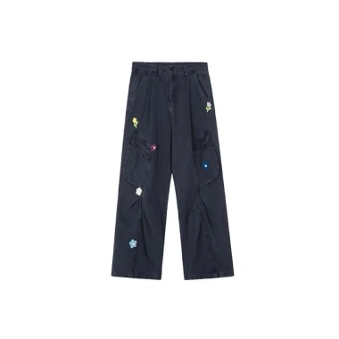 Quần jeans công sở nữ thêu nhiều túi, ống đứng rộng, mùa xuân 2.025 - Giá 386k