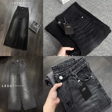 Quần Jeans Culottes ống suông rộng wash lưng cao - Ảnh tự chụp, chỉ 415.000₫