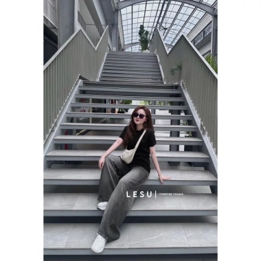 Quần Jeans Culottes ống suông rộng wash lưng cao - Ảnh tự chụp, chỉ 415.000₫