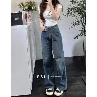 Quần Jeans Culottes Suông Trơn Dài LV ẢNH TỰ CHỤP Giá chỉ 375.000₫ giảm 105.000₫