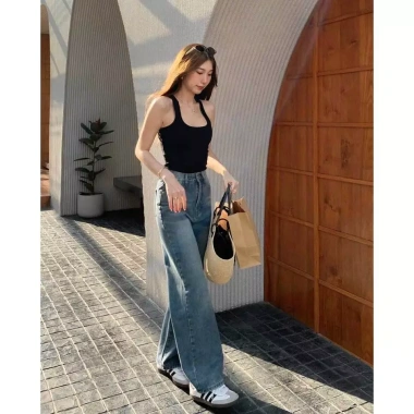 Quần Jeans Culottes Suông Trơn Thêu Tim ZR – Giá Ưu Đãi 395k, Phong Cách Năng Động 14