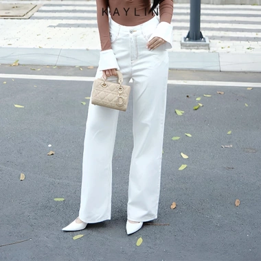 Quần Jeans Kaylin ống suông, denim dày dặn, phong cách trẻ, giảm còn 540.000đ