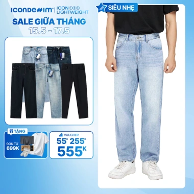 Quần jeans nam ICONDENIM ống đứng dáng suông Lightweight siêu nhẹ, chống nhăn ICON105 – Giá 538.100₫ Quần jeans nam ICONDENIM ống đứng dáng suông Lightweight siêu nhẹ, chống nhăn ICON105 – Giá 538.100₫