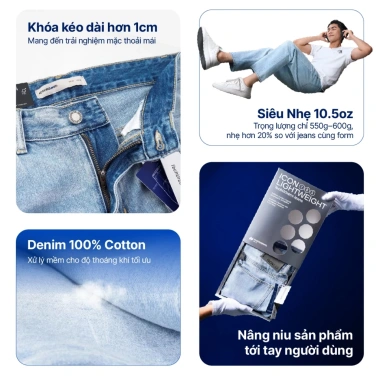 Quần jeans nam ICONDENIM ống đứng dáng suông Lightweight siêu nhẹ, chống nhăn ICON105 – Giá 538.100₫ 4 Quần jeans nam ICONDENIM ống đứng dáng suông Lightweight siêu nhẹ, chống nhăn ICON105 – Giá 538.100₫ 4