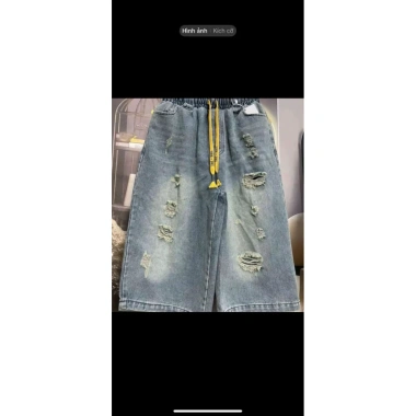 Quần Jeans Ngố Ống Rộng Rách Hàng Cao Cấp - Chuẩn Phom, Giá 93.600 VNĐ