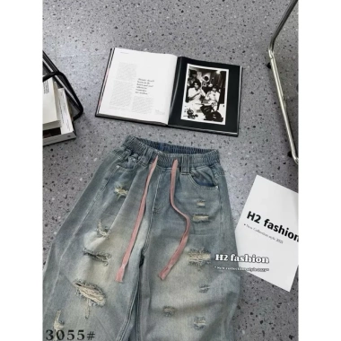 Quần Jeans Ngố Xuông Rách Hàng QC Giá Rẻ 250k - Phong Cách Streetwear Đậm Chất 3