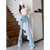 Quần jeans nữ cạp cao ống loe thêu bướm, ống rộng thời trang 2.025, chỉ 129k 4