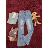 Quần jeans nữ cạp cao ống loe thêu bướm, ống rộng thời trang 2.025, chỉ 129k 10