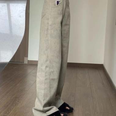 Quần Jeans Nữ Dáng Thẳng Rộng Màu Xám Nhạt - Giá 105.840, Thời Trang Mùa Hè
