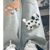 Quần jeans nữ ống rộng cạp cao họa chú chó con Nhật Bản - Thiết kế mùa thu, ôm sát, giảm giá 20% chỉ 321.000₫ 3