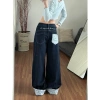 Quần jeans nữ ống rộng cuộn xanh đậm Mỹ mùa thu đông - Giá ưu đãi 276k 3