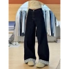 Quần jeans nữ ống rộng cuộn xanh đậm Mỹ mùa thu đông - Giá ưu đãi 276k 5